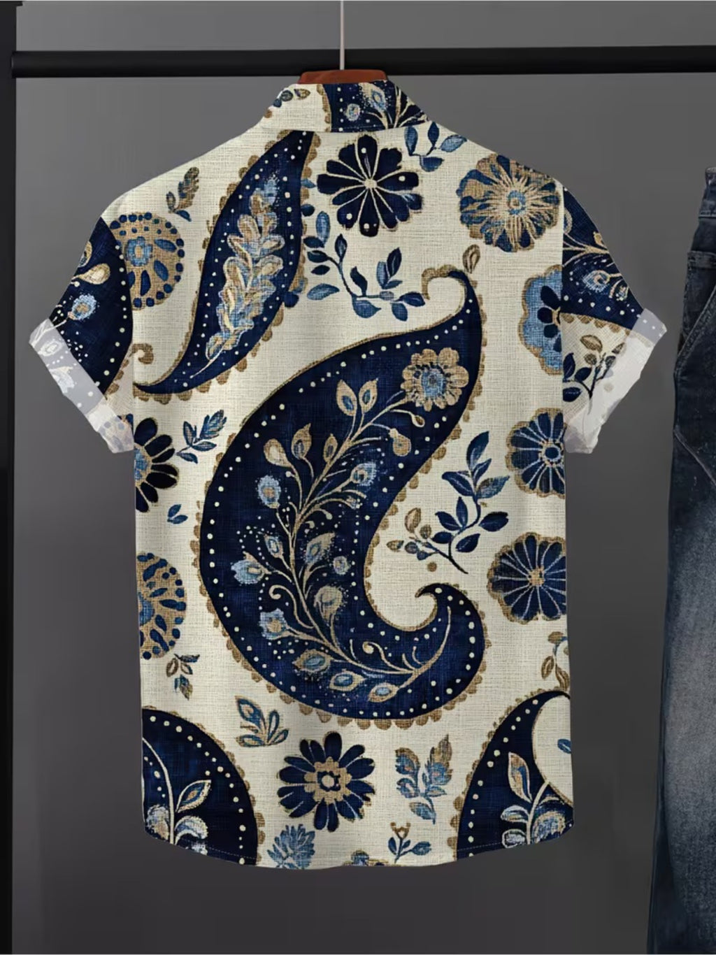 Hawaiian Leaf Print Men'S Casual Shirt - Short Sleeve Button- Design, Vibrant Colors, Summer Season Outdoor And Casual Wear, Machine Washable
