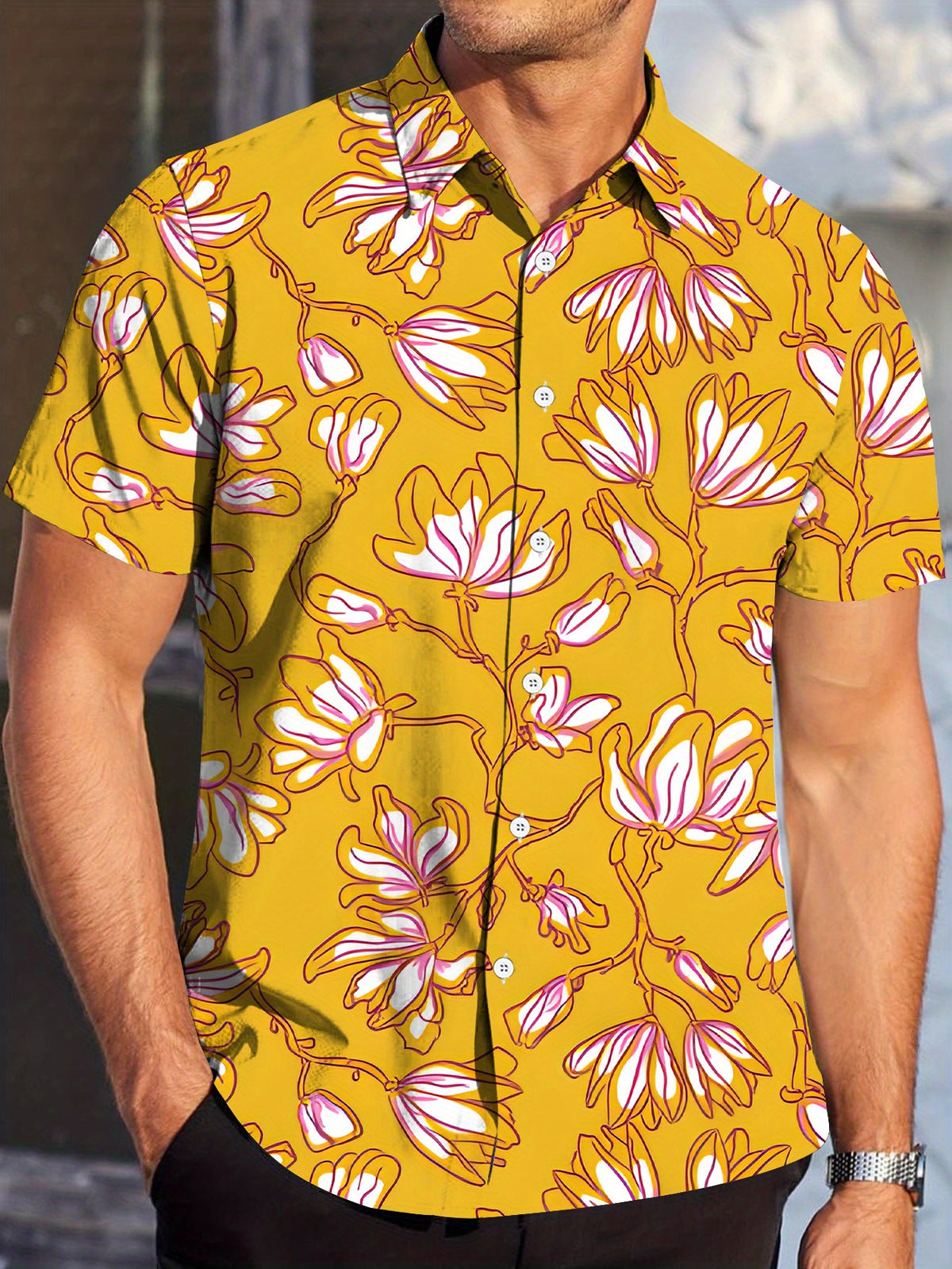 Men'S Casual Branded Short-Sleeved Shirt Regular Fit Suitable for Prom, Party, Banquet