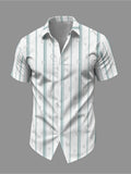 Men'S Casual Fashion Short-Sleeve Shirt, Featuring a Easy Artistic Line Graffiti Print, Slim-Fit Street Style for Daily Commuting, a Collared Top for Teenagers And Men, a Casual Holiday Surprise Gift