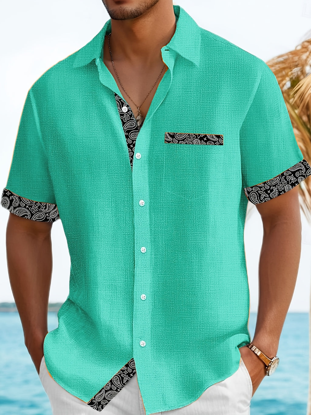 Vintage Cashew Floral Print Men'S Plus Size Lightweight Button-Up Vacation Hawaiian Shirt