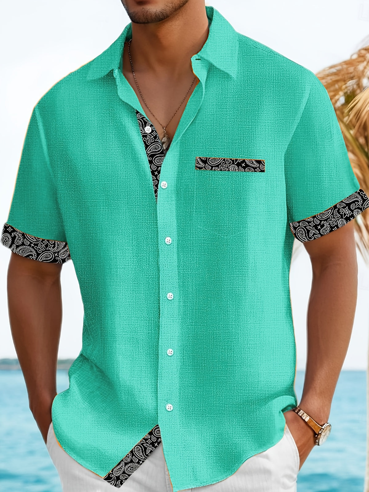 Vintage Cashew Floral Print Men'S Plus Size Lightweight Button-Up Vacation Hawaiian Shirt