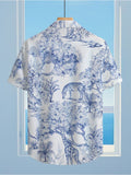 Men'S Casual Anime Shirt Featuring a Stylish Hawaiian Tiger Forest Pattern, with a Formal Cut And Collar, Suitable for Outdoor Activities