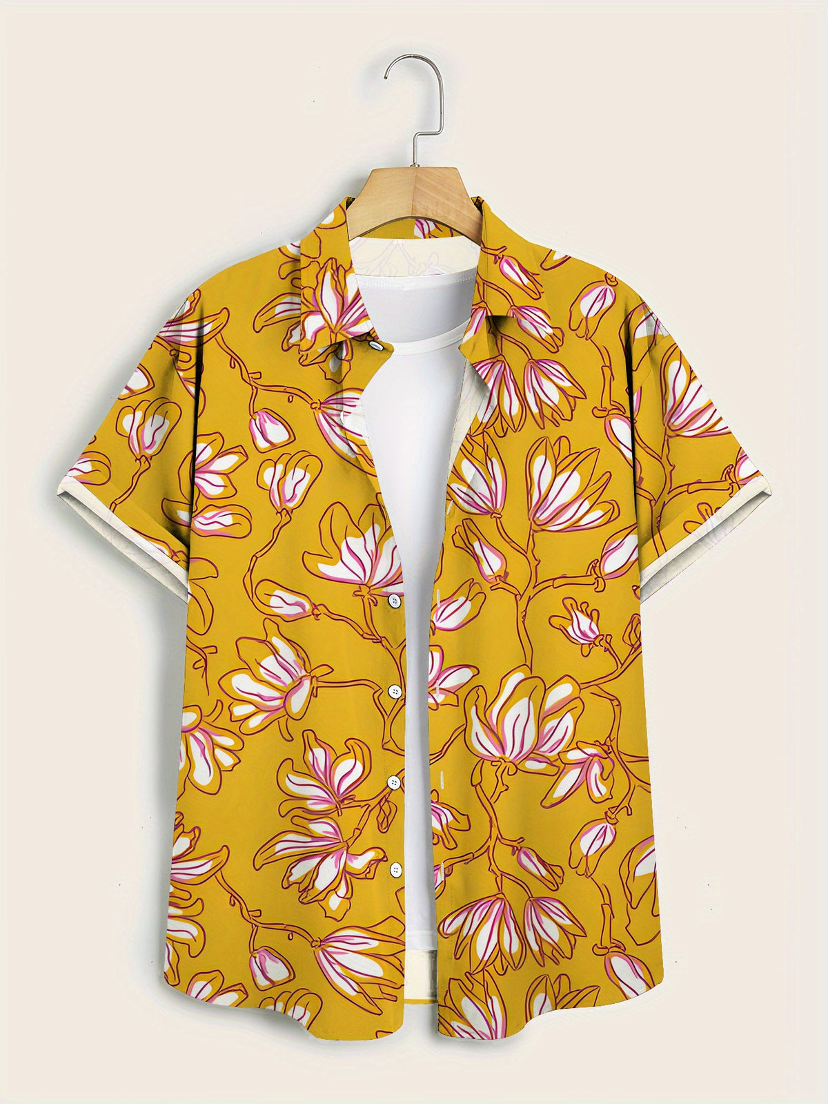 Men'S Casual Branded Short-Sleeved Shirt Regular Fit Suitable for Prom, Party, Banquet
