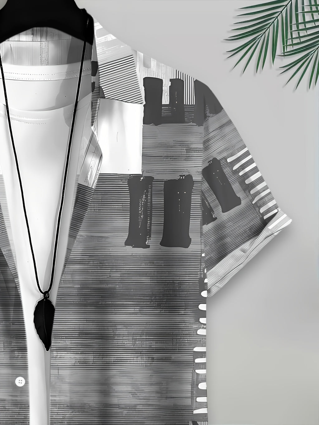Geometric Abstract Pattern Men'S Casual Shirt Summer Black And White Stripes And Lines Design