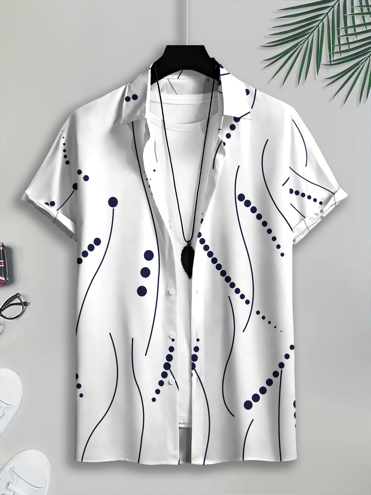 Casual Style Men's Casual Shirt Print Abstract Dots And Lines Summer Pattern Highlight