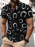 Casual Style Men'S Shirt with Horseshoe Print, Summer Bold And Fun Design