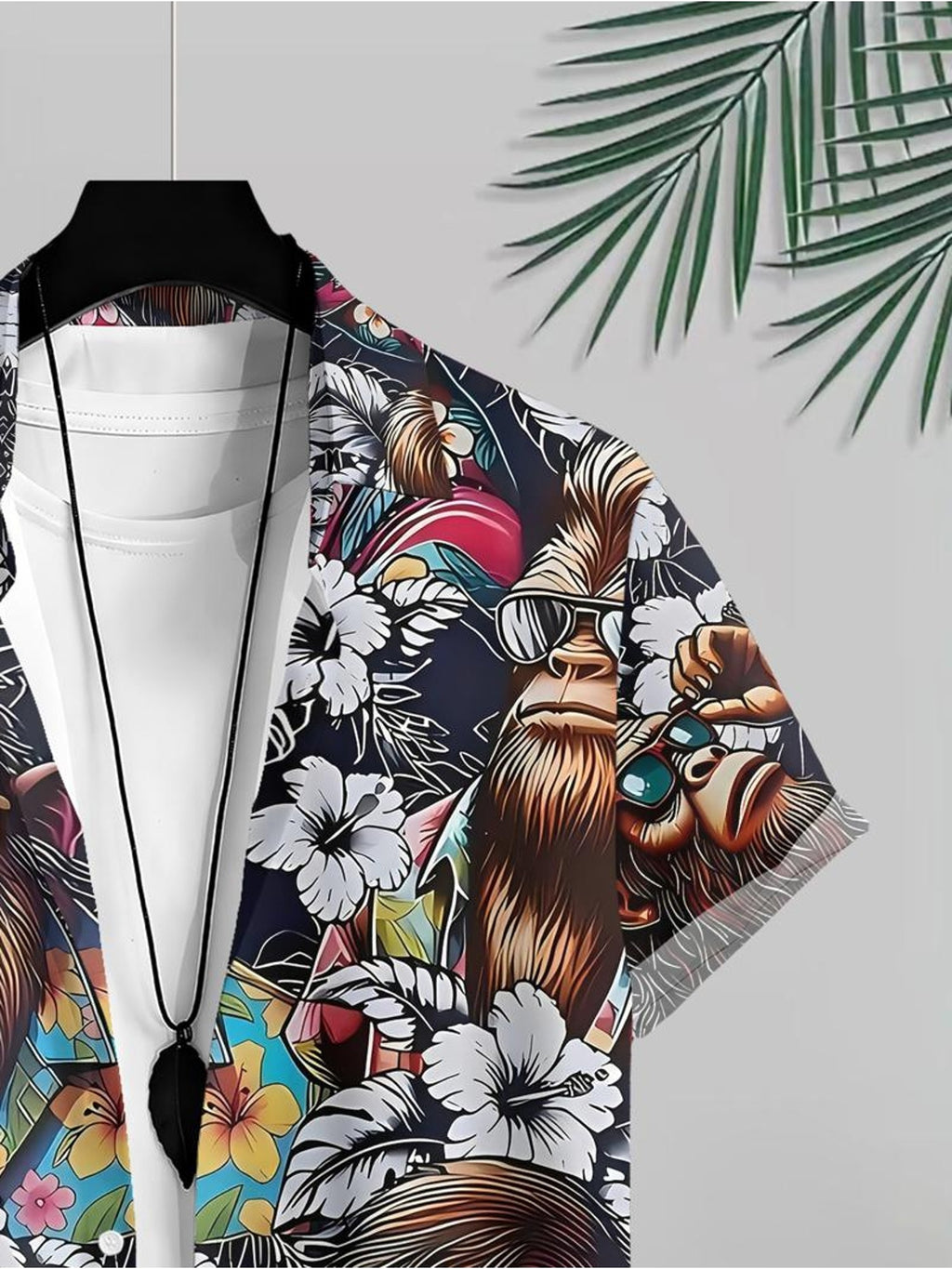 Hawaiian Style Men's Casual Shirt Monkey with Fashion Glasses And Flowers Beach Summer Wear