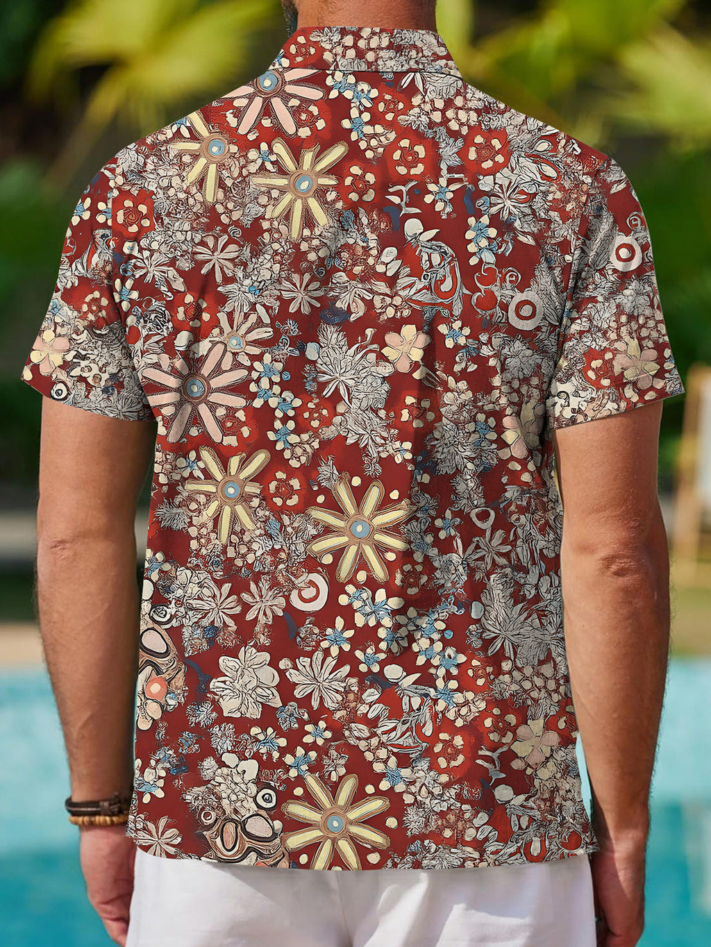 Men's Short-Sleeve Shirt with Colorful Floral Print, Vibrant Flower Pattern, Cool Summer Casual Shirt, Suitable for Daily Outdoor and Party Wear