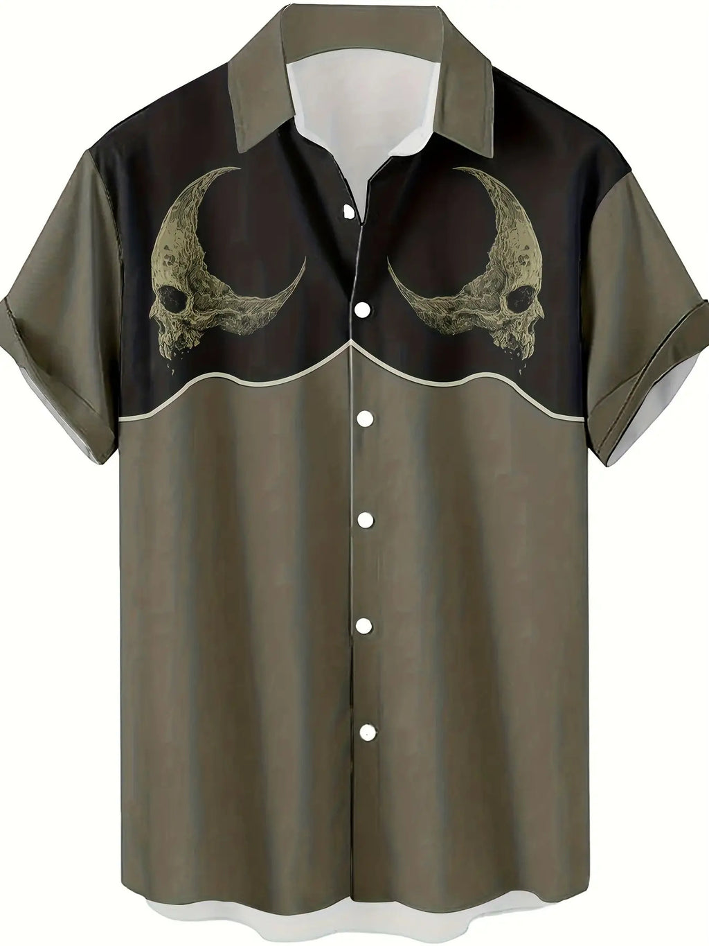Men'S Stylish Casual Shirt Featuring a Retro 3D Print of an Alien Skull, Perfect for Hip-Hop Rock Streetwear And Hawaiian Vibes