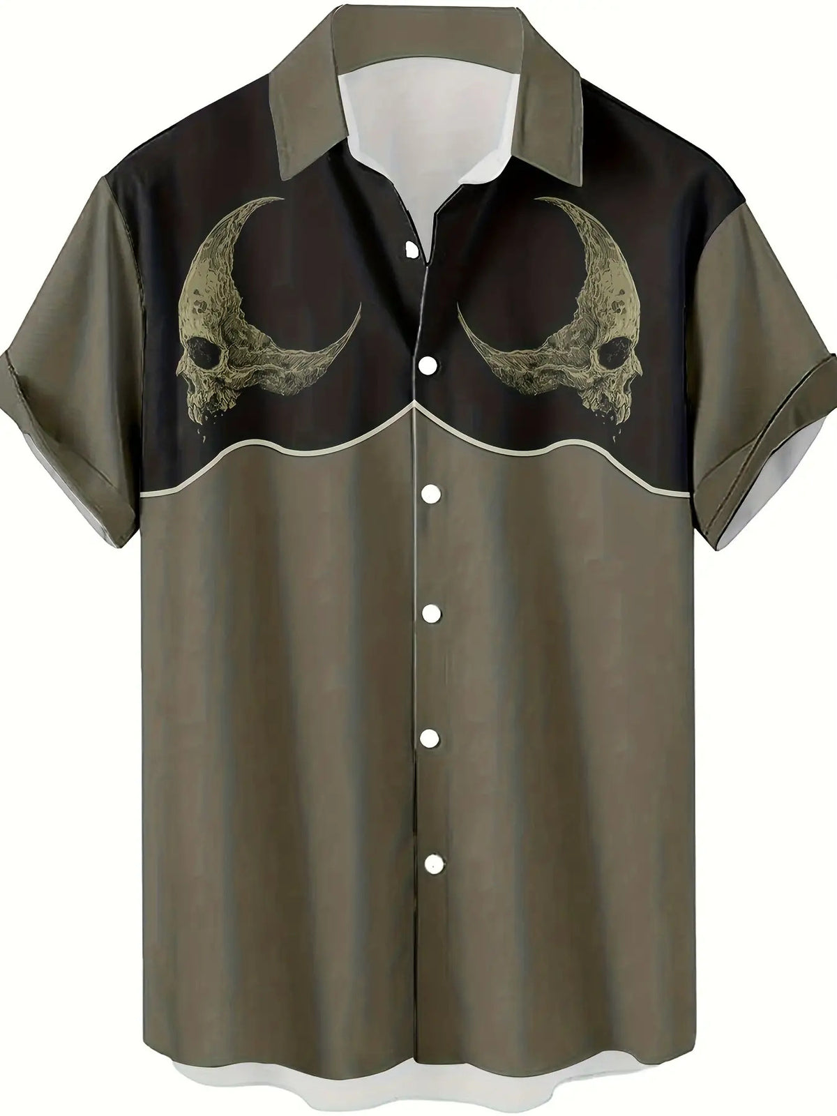 Men'S Stylish Casual Shirt Featuring a Retro 3D Print of an Alien Skull, Perfect for Hip-Hop Rock Streetwear And Hawaiian Vibes