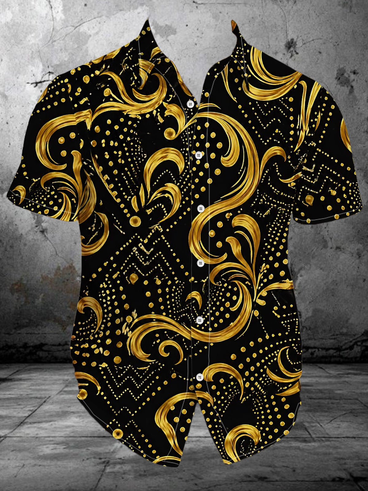Men'S Fashionable Digital Print Short Sleeve Shirt, New Summer Trendy Casual Loose Fit Turn- Collar Top