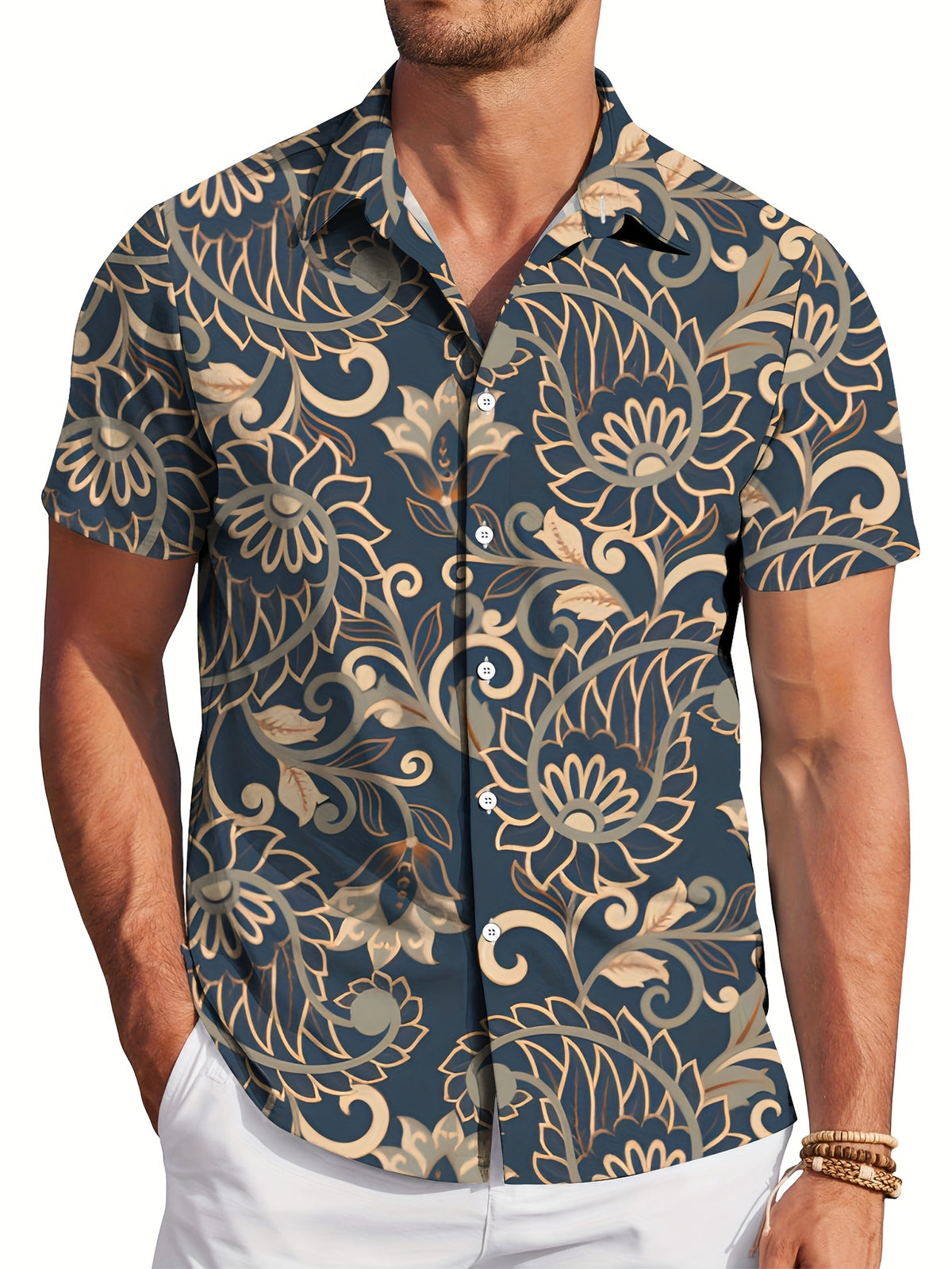 Men's Spring and Summer Casual Comfortable Digital Print, Suitable for Casual Outings, Vacations, and Campus Style