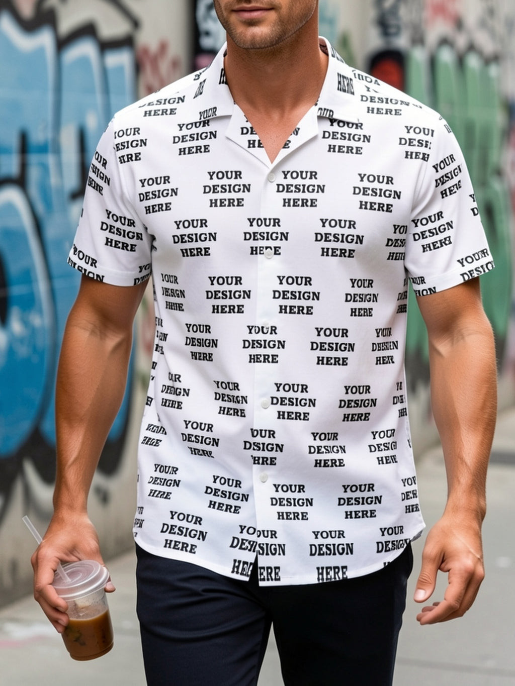 Jiao Jia+ Custom Product - Custom CUSTOM Summer Personalized Cartoon Print Ocean Animal Casual Shirt