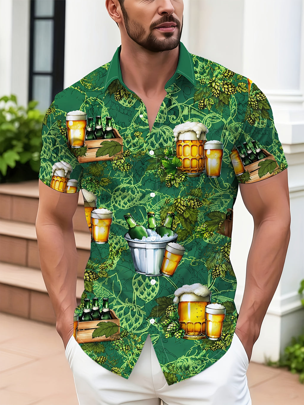 Men'S Casual Shirt, Comfortable Short Sleeve Top, Summer Vacation Shirt, Casual Party Wear And Summer Outdoor Activities