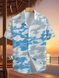 Hawaiian Tropical Wave Print Men's Casual Shirt - Short Sleeve Button Design, Vibrant Colors, Summer Outdoor and Leisure Wear, Machine Washable