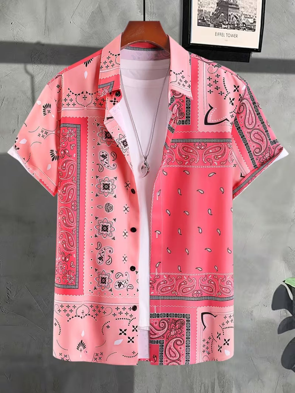 Retro Hawaiian Floral Print, Stylish Tropical Hawaiian Shirt - Short Sleeves, Casual Button- Men'S Shirt, Lightweight Polyester for Summer Adventures