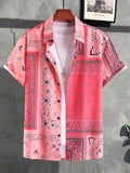 Retro Hawaiian Floral Print, Stylish Tropical Hawaiian Shirt - Short Sleeves, Casual Button- Men'S Shirt, Lightweight Polyester for Summer Adventures