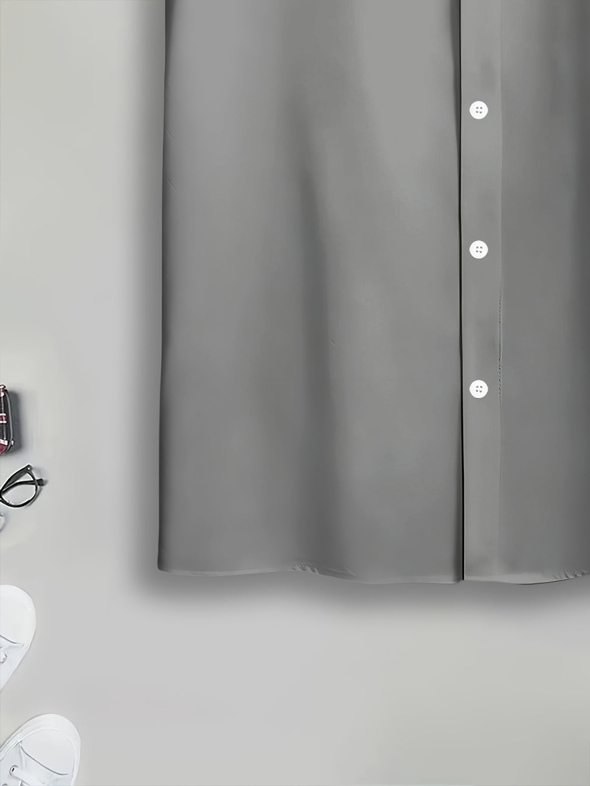 Simple and Stylish Men's Casual Shirt with Printed Gray Cross Text Pattern, Summer Trendy Design Short-sleeve Shirt
