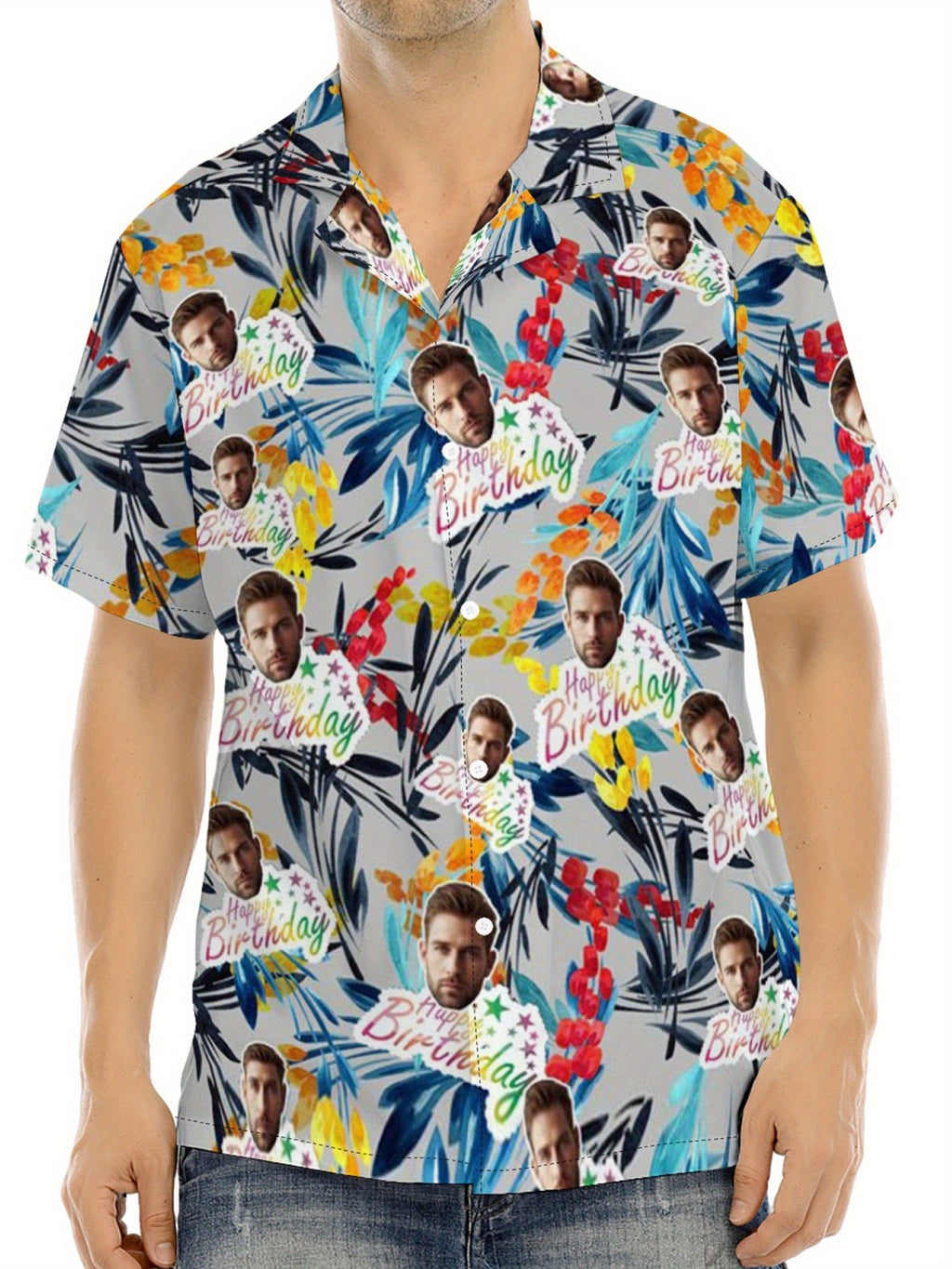 Custom Face Hawaiian Shirts For Men | Personalized Summer Button Up Shirts With Portrait Pattern, Casual Style, Regular Fit, Ideal For Birthday, Anniversary, Vacation Gifts