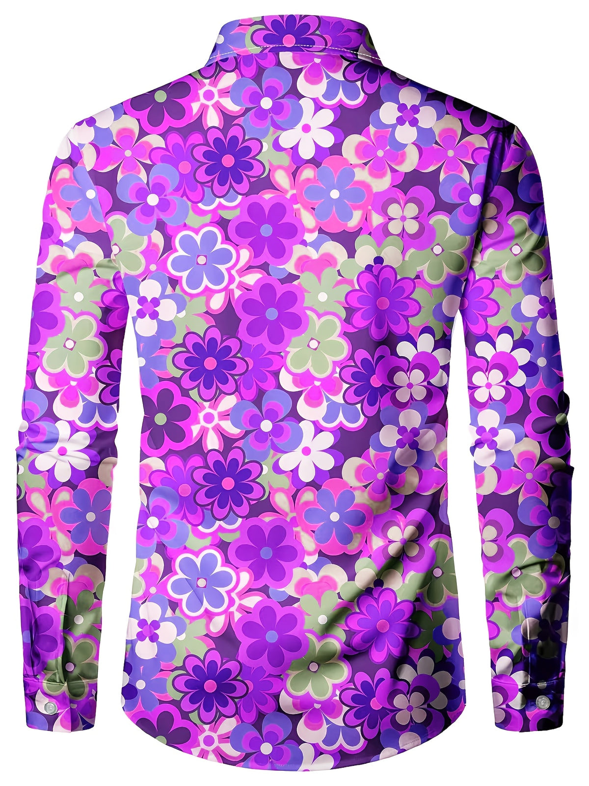 Men's Long Sleeve Shirt Flower Print Shirt