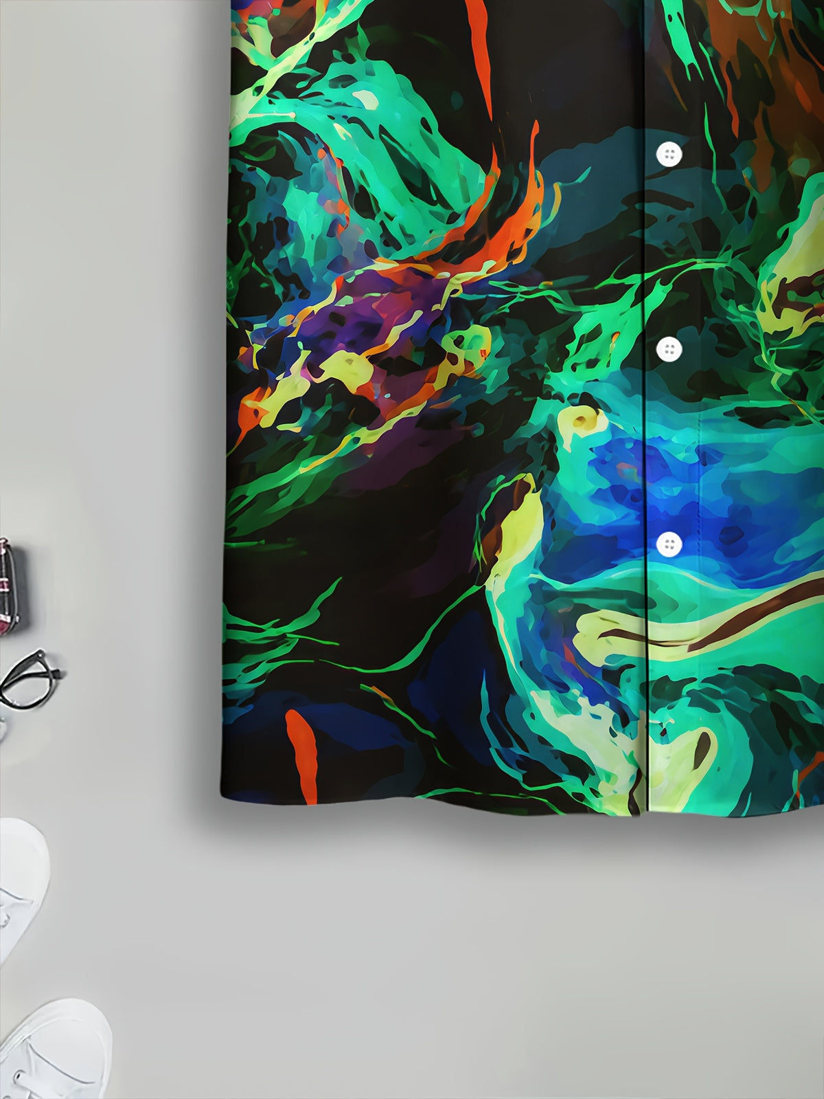 Abstract Art Men'S Casual Shirt, Printed Colorful Swirls Summer Vibrant Design
