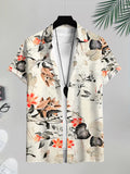 Tropical Floral Pattern Men'S Casual Shirt Summer Vibrant Leaves And Flowers Design