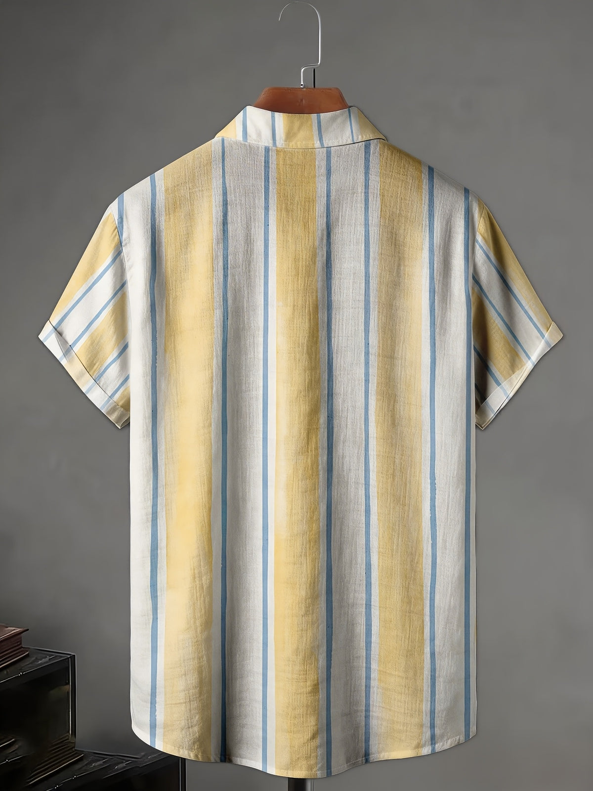 Men's Short-Sleeve Shirt with Vertical Stripes, Casual Summer Beachwear, Stylish Everyday Outfit, Perfect Birthday and Father's Day Gift