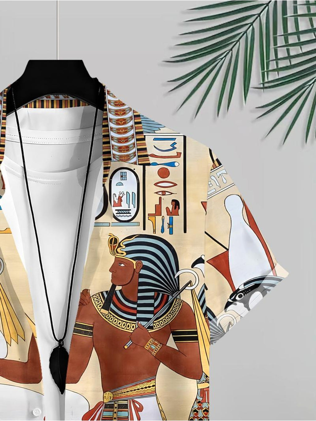 Egyptian Art Style Men's Casual Shirt Ancient Pharaoh And Hieroglyphics Design Beach Summer Wear