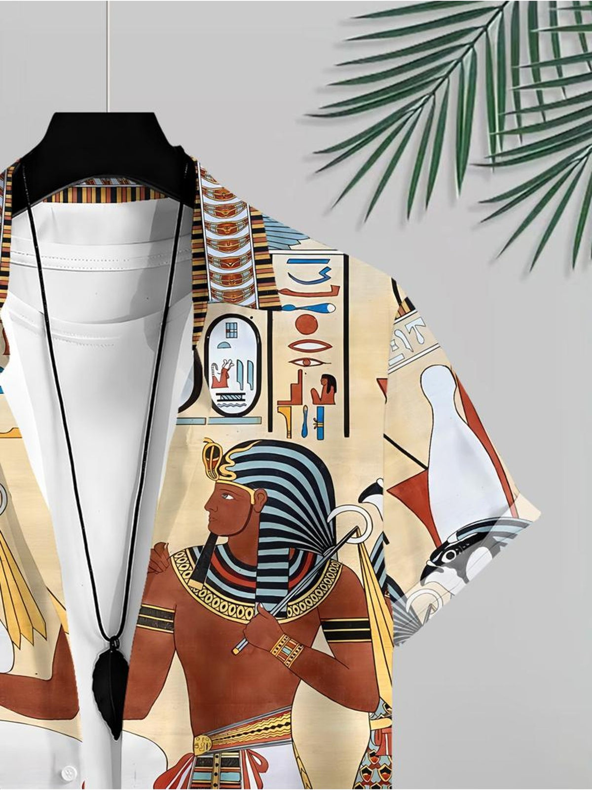 Egyptian Art Style Men's Casual Shirt Ancient Pharaoh And Hieroglyphics Design Beach Summer Wear