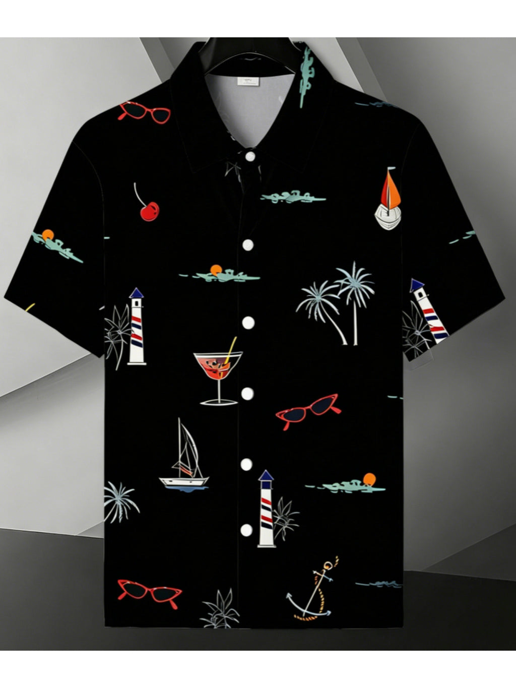 Men's Short-Sleeve Vintage Shirt, Casual and Comfortable, Trendy Summer Beach Style, Versatile for Daily Wear and Outdoor Activities