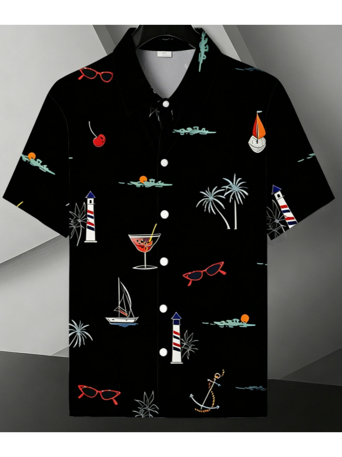 Men's Short-Sleeve Vintage Shirt, Casual and Comfortable, Trendy Summer Beach Style, Versatile for Daily Wear and Outdoor Activities