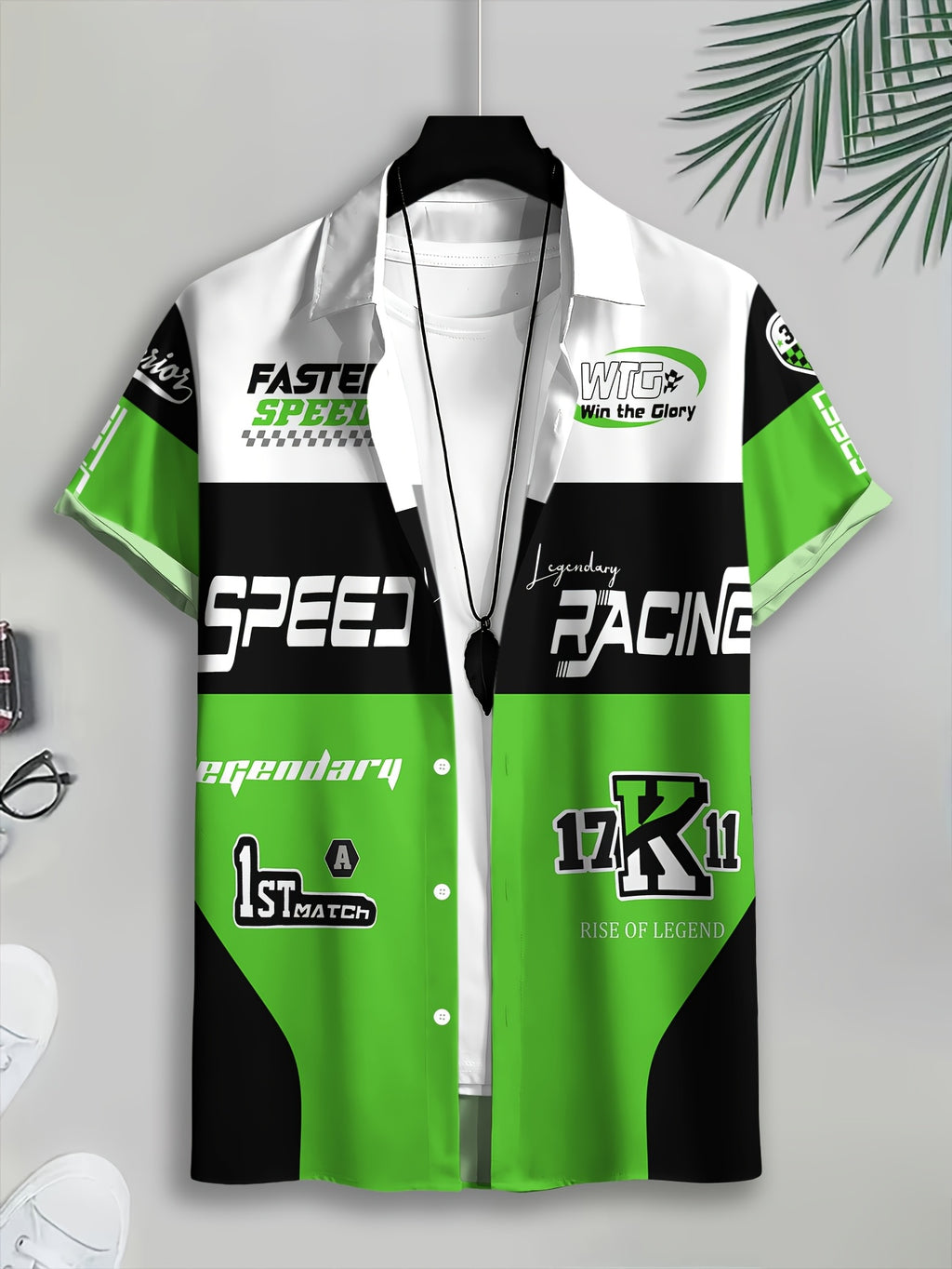 Racing-Style Men'S Casual Shirt Print, Multiple Color Options, Speed Racing Legend Text And Logo Design, Bold Summer Graphics, Fast Speed And Winning Glory Pattern