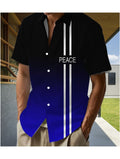 Vintage Hawaiian-style Navy Blue Printed Shirt, Fashionable Tropical Hawaiian Shirt - Short Sleeves, Casual Button-up Men's Shirt, Lightweight Polyester for Summer Adventures