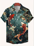 [Print Design - Not Texture] Fish Print Men'S Casual Short Sleeve Hawaiian Shirt, Summer Vacation Destination Men'S Shirt, Men'S Top, Men'S Gift