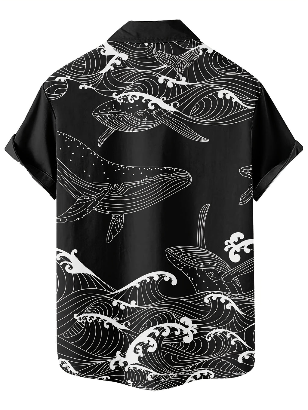 New Ocean Whale Vintage Pattern Print Men's Casual  Hip-Hop Rock Streetwear Hawaiian Shirt. Suitable for Daily Commutes, Casual Outings, Dates, Friend Gatherings, and Shopping. Easily Handles All Scenarios and Meets All Summer Outfit Needs!