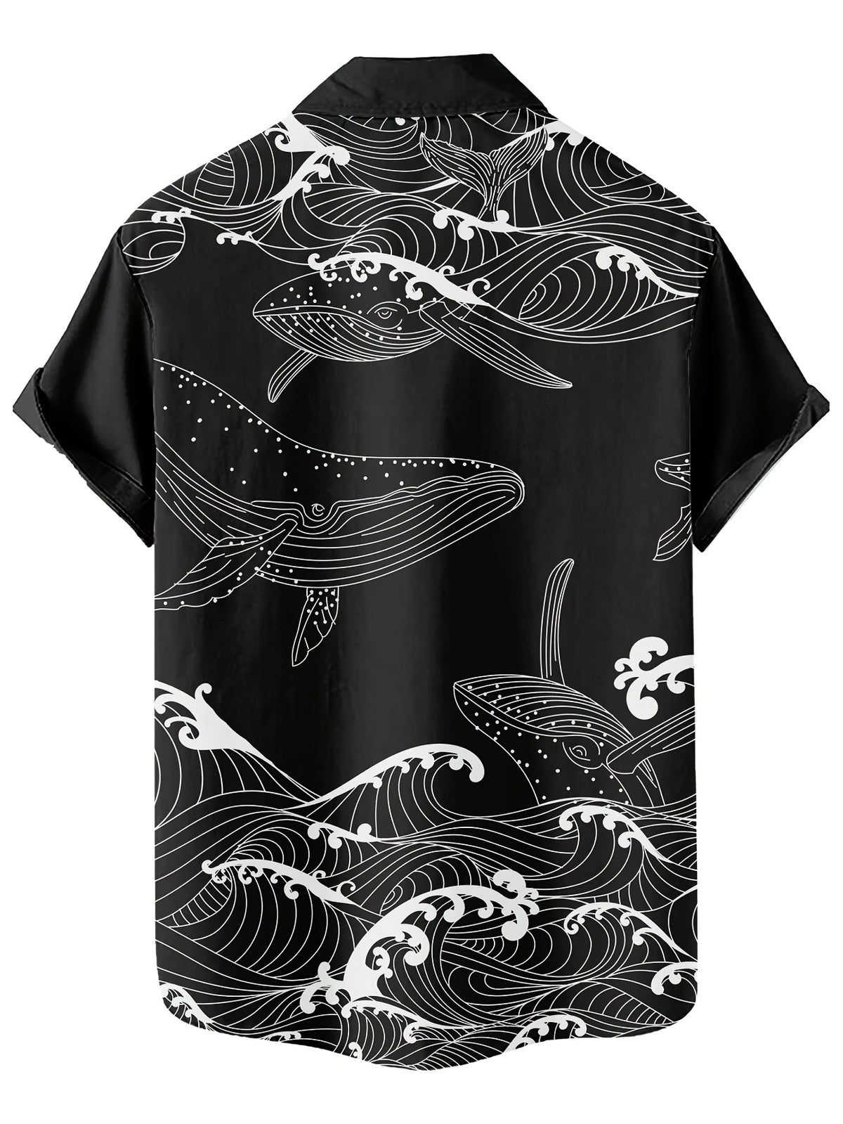 New Ocean Whale Vintage Pattern Print Men's Casual  Hip-Hop Rock Streetwear Hawaiian Shirt. Suitable for Daily Commutes, Casual Outings, Dates, Friend Gatherings, and Shopping. Easily Handles All Scenarios and Meets All Summer Outfit Needs!