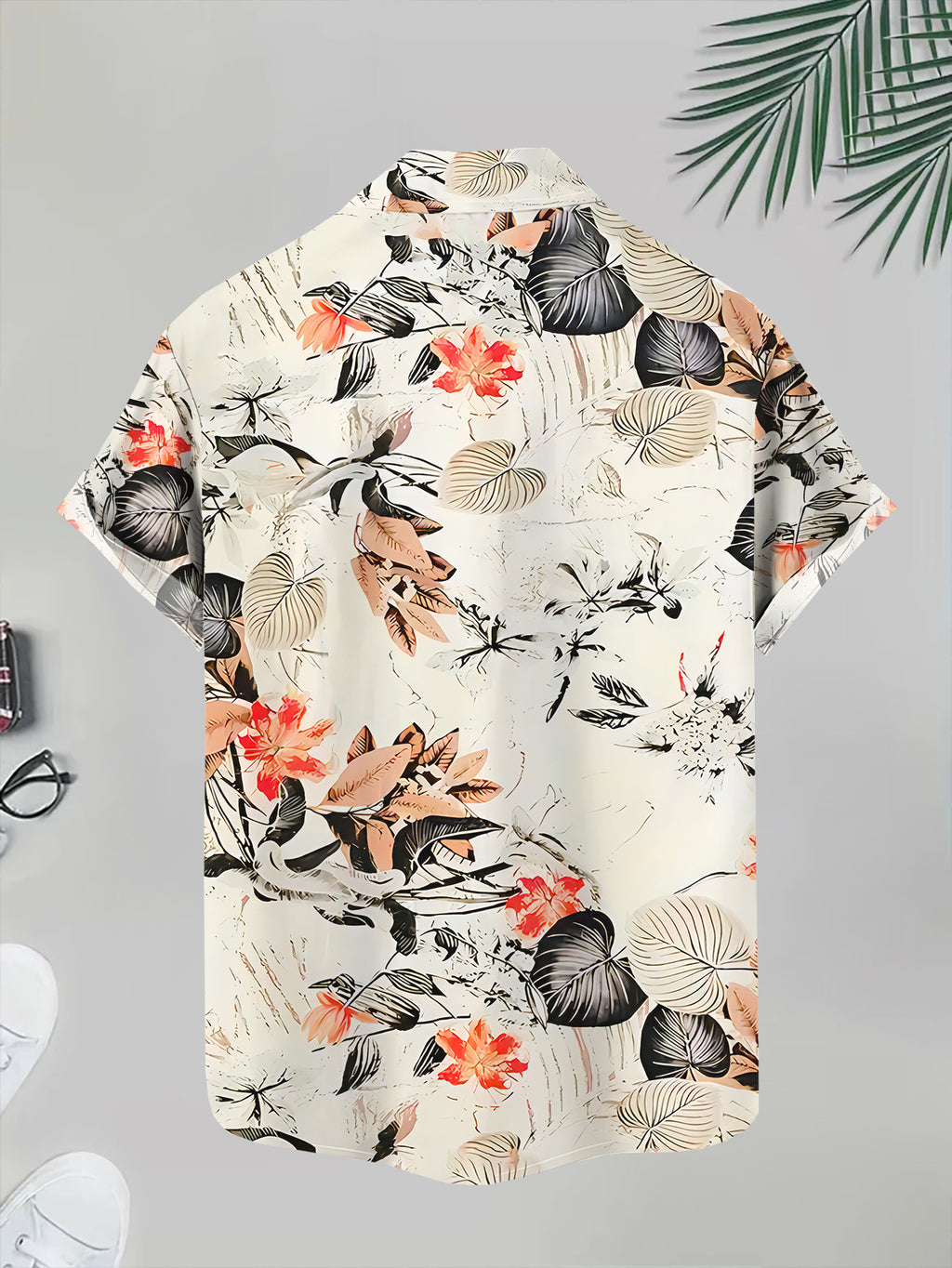 Tropical Floral Pattern Men'S Casual Shirt Summer Vibrant Leaves And Flowers Design