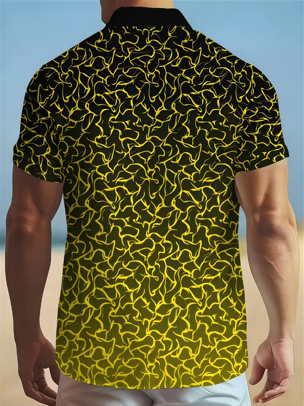 Men's Patterned Printed Short-Sleeve Casual Shirt Men's Everyday Casual Short-Sleeve Shirt
