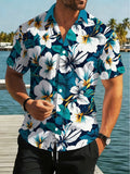 Men's Hawaiian Vacation Beach Shirt - Tropical Floral Print Short Sleeve Shirt, Regular Fit for Summer Travel and Casual Outings