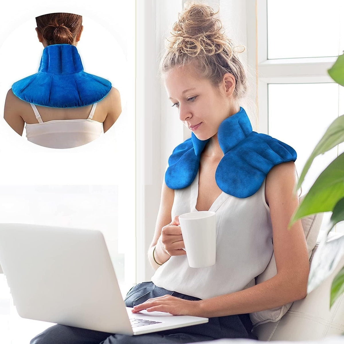Neck Heating Pad Microwavable, 3 Colour Shoulder Heating Pads, Neck Warmer Neck Wrap Microwavable With Moist Heat, Blue, Purple, Grey