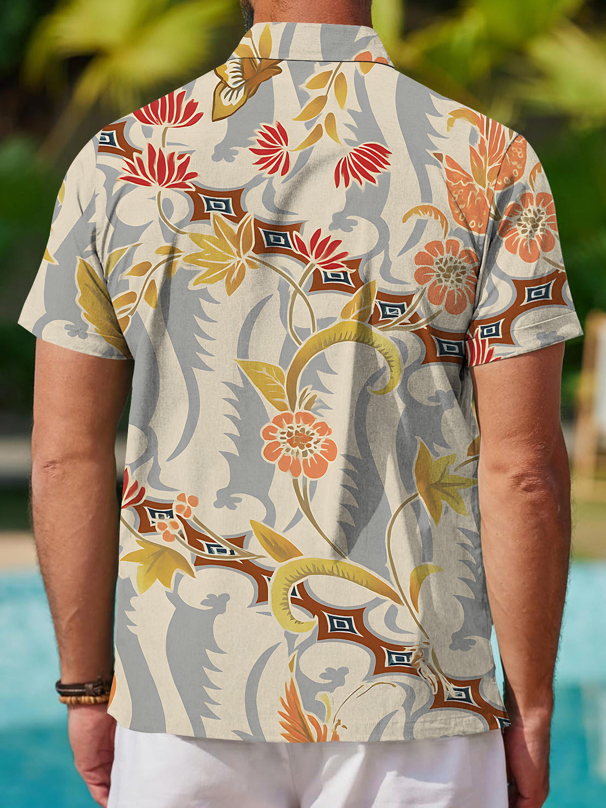 Men'S Short Sleeve Shirt Floral Bird Style, ' Print Short Sleeve Leaf Pattern, Cool Men'S Shirt Pastel Charm, Men'S Casual Short Sleeve Shirt Summer