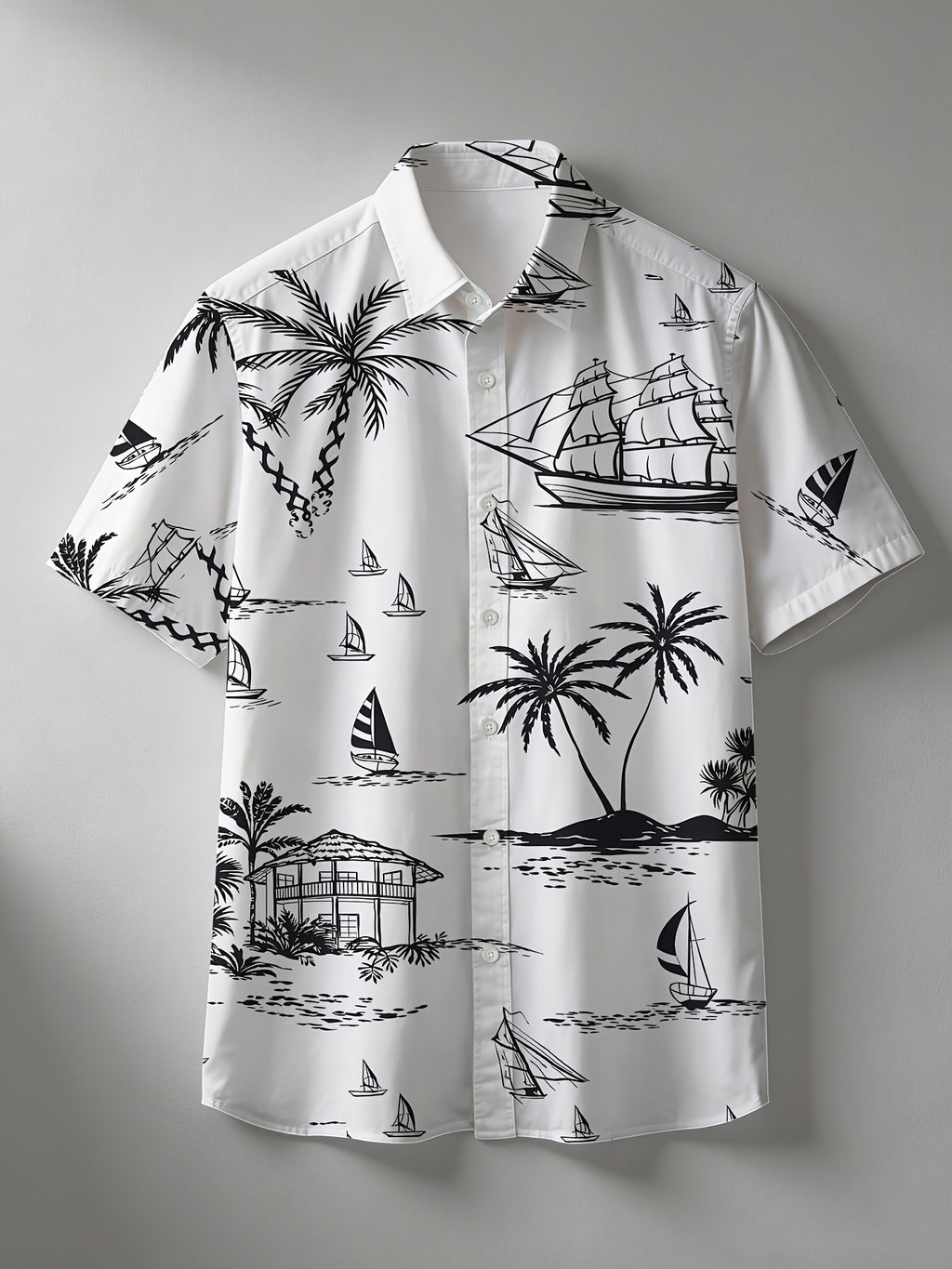 Men'S Summer Short-Sleeve Shirt, Hawaiian Style Youthful Beach Casual, Men'S Top for Daily And Outdoor Wear