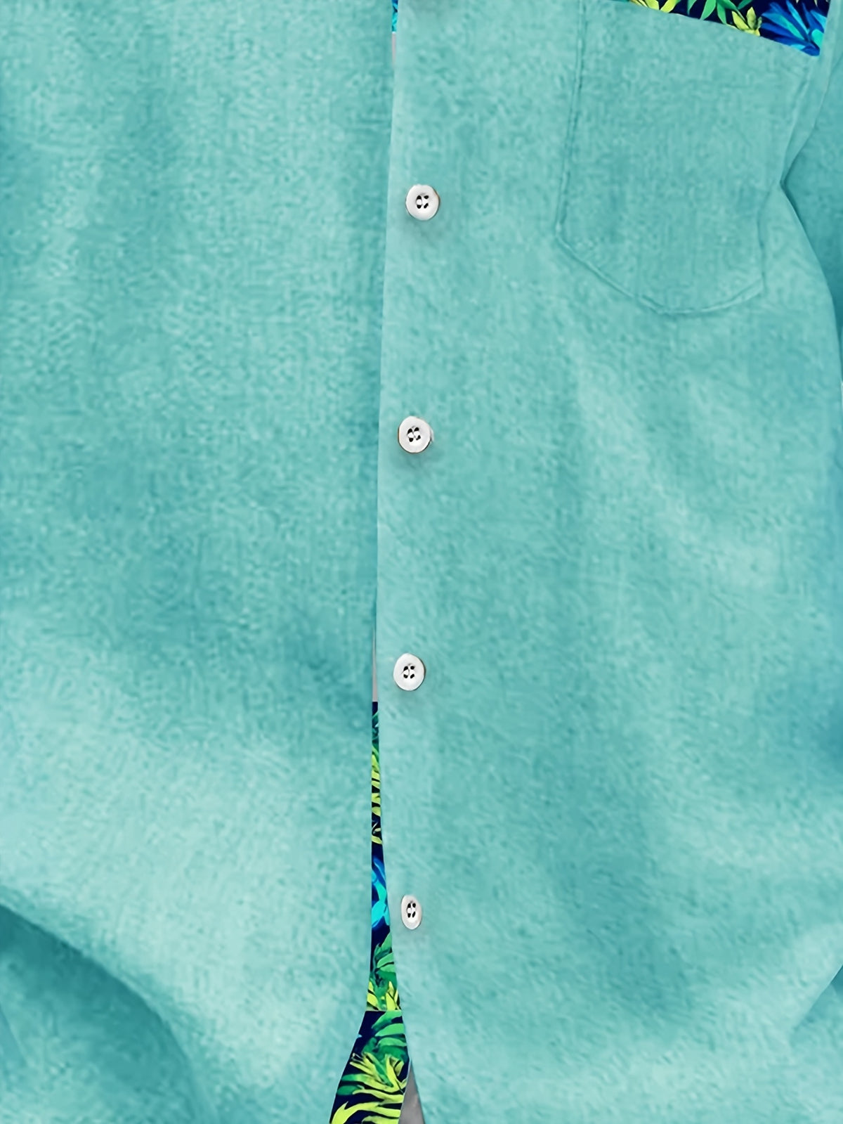 Hawaiian Floral Print Men's Button-Up Pocket Short-Sleeve Shirt, PLUS SIZE