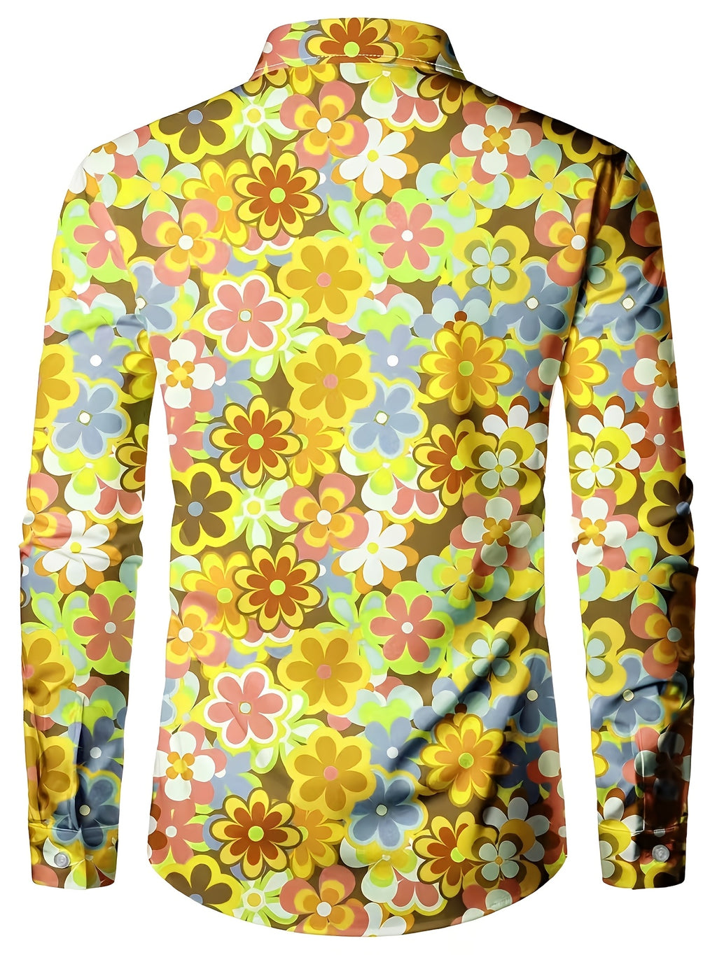 Men's Long Sleeve Shirt Flower Print Shirt