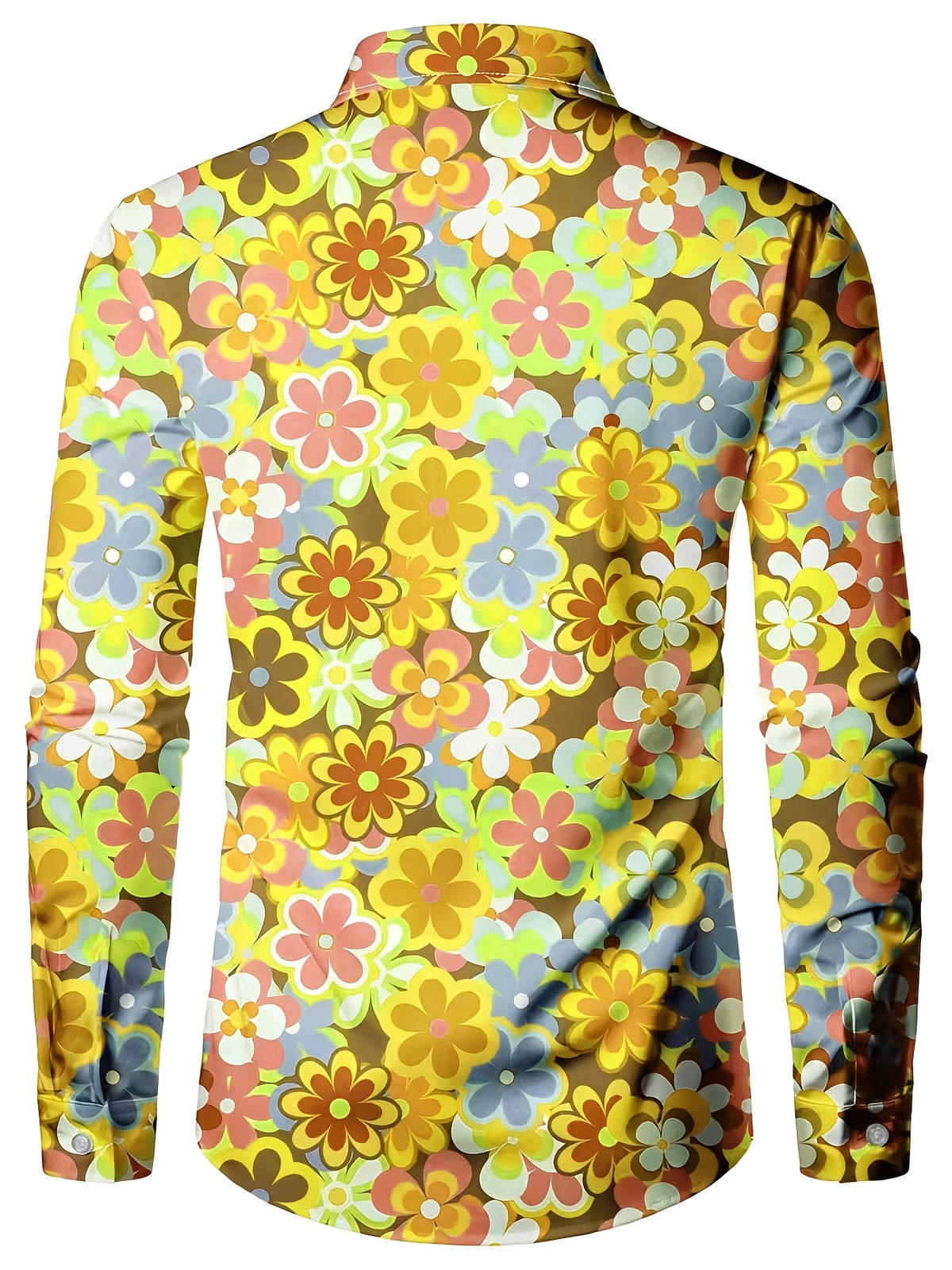 Men's Long Sleeve Shirt Flower Print Shirt
