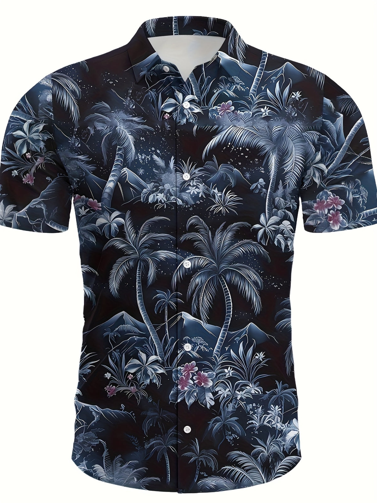 Summer New Men's Short Sleeve Hawaiian Shirt Fashion Casual Tropical Coconut Tree Pattern Design Men's Top