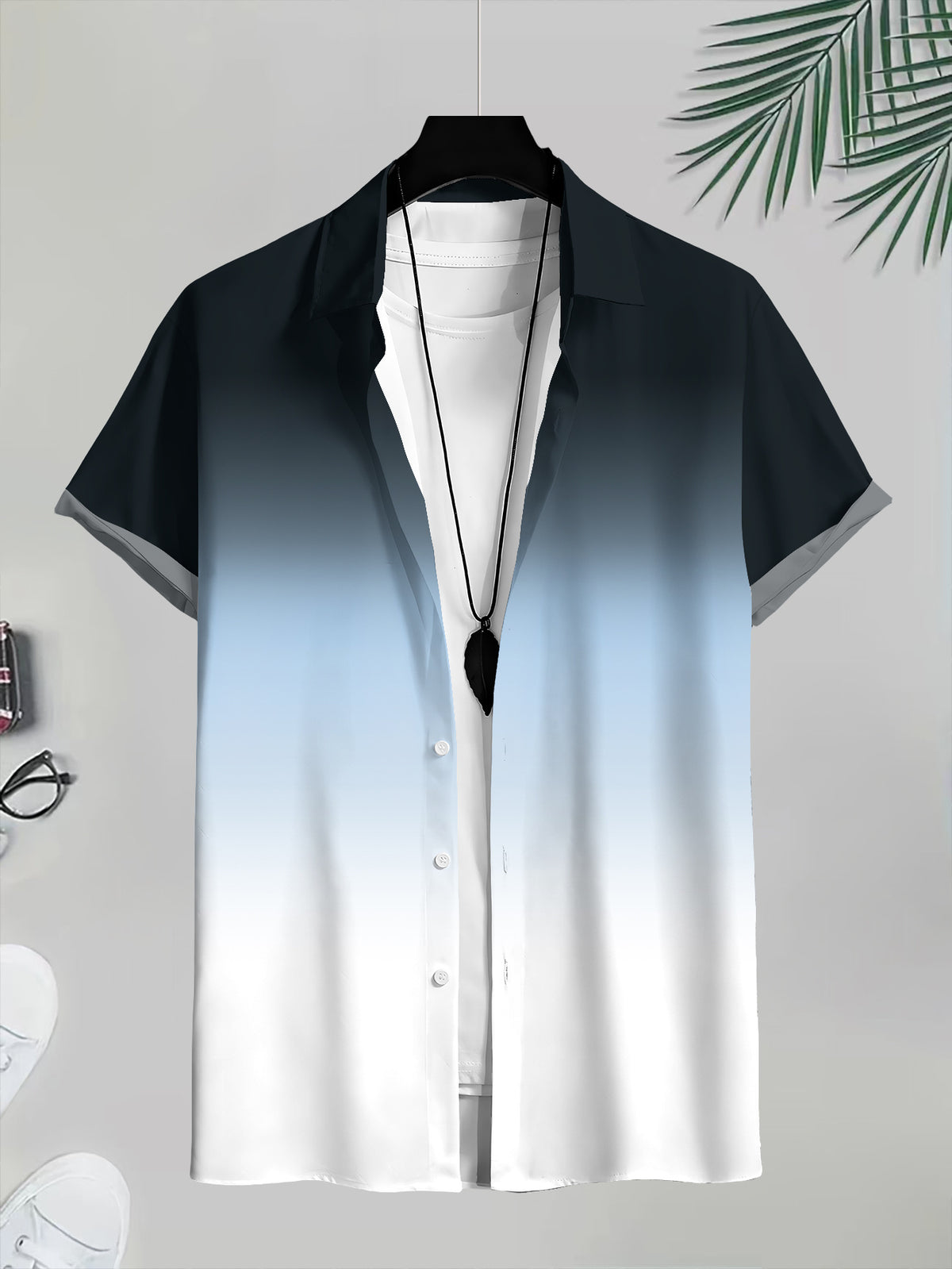 Gradient Color Men'S Casual Shirt Ombre Design Summer Wear