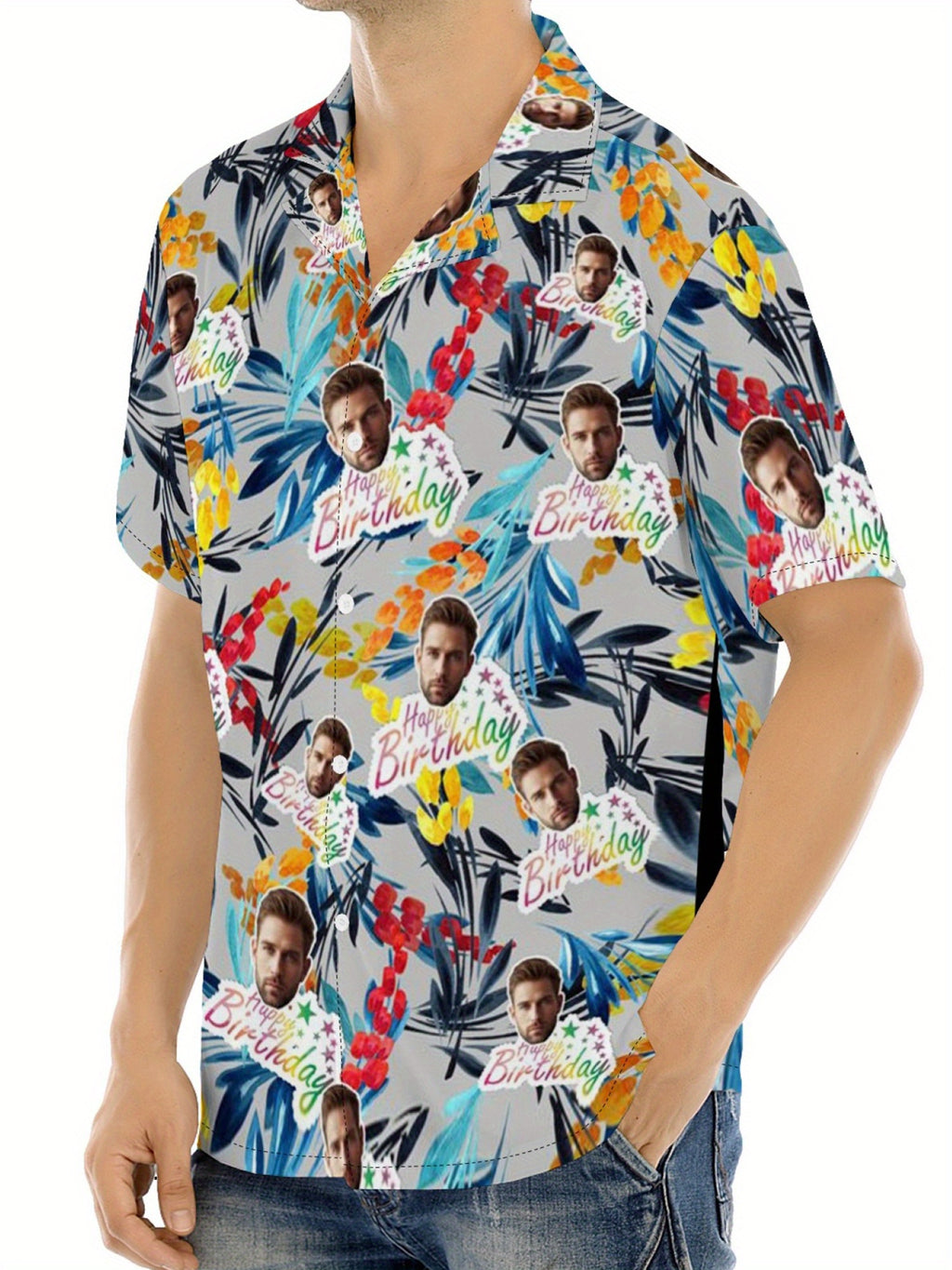 Custom Face Hawaiian Shirts For Men | Personalized Summer Button Up Shirts With Portrait Pattern, Casual Style, Regular Fit, Ideal For Birthday, Anniversary, Vacation Gifts