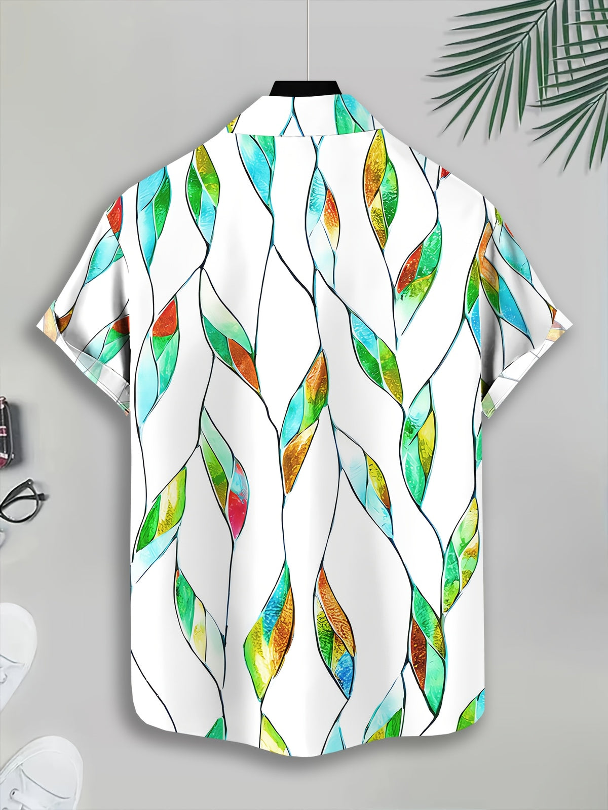 Summer Style Men's Casual Shirt Print Colorful Leaf Pattern Summer Vibrant Nature Design