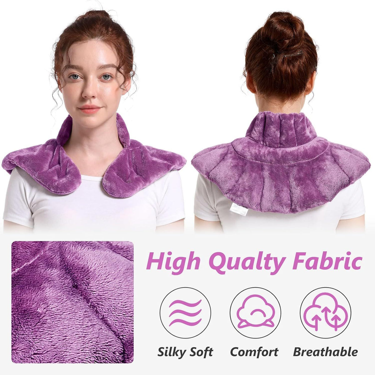 Neck Heating Pad Microwavable, 3 Colour Shoulder Heating Pads, Neck Warmer Neck Wrap Microwavable With Moist Heat, Blue, Purple, Grey